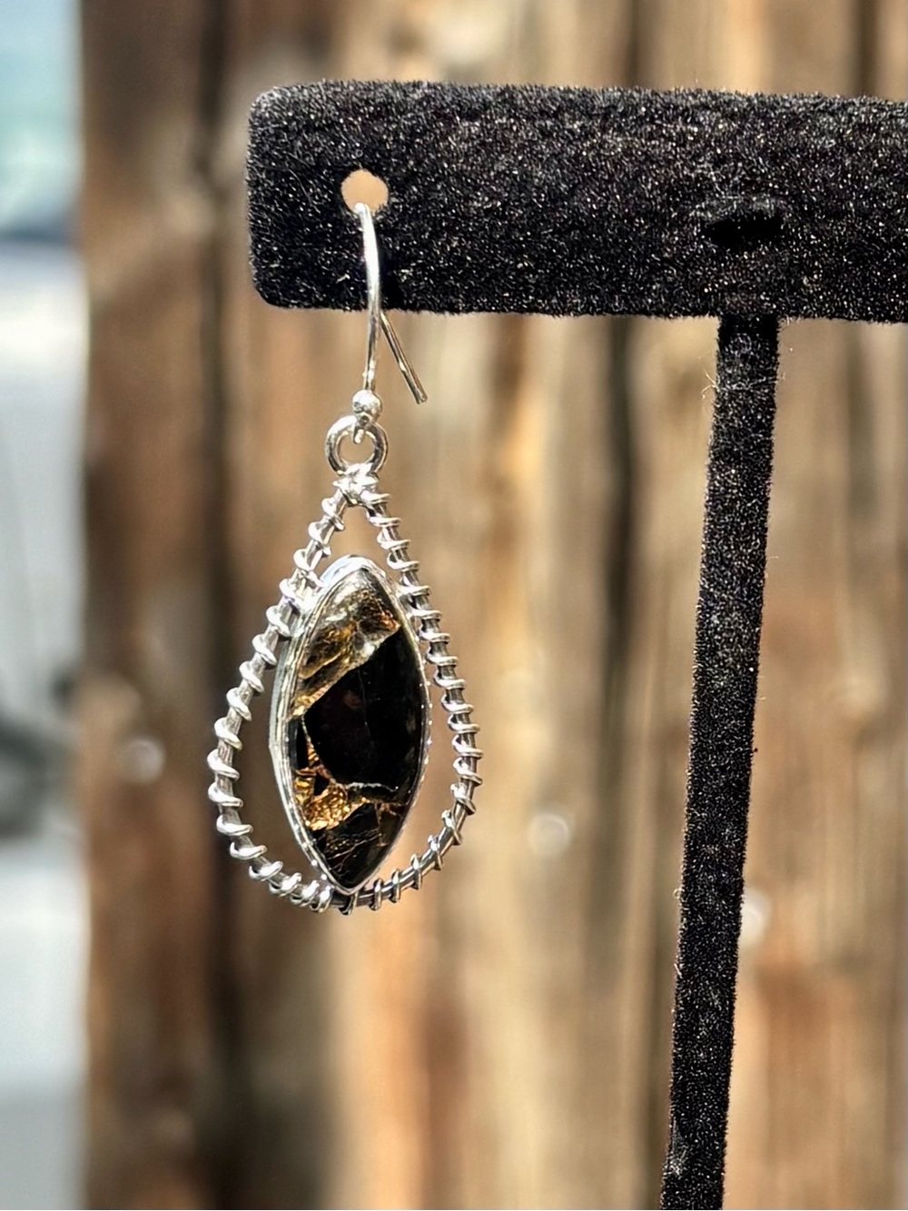 NEW! Black Copper Turquoise Earrings - Picture 3 of 13